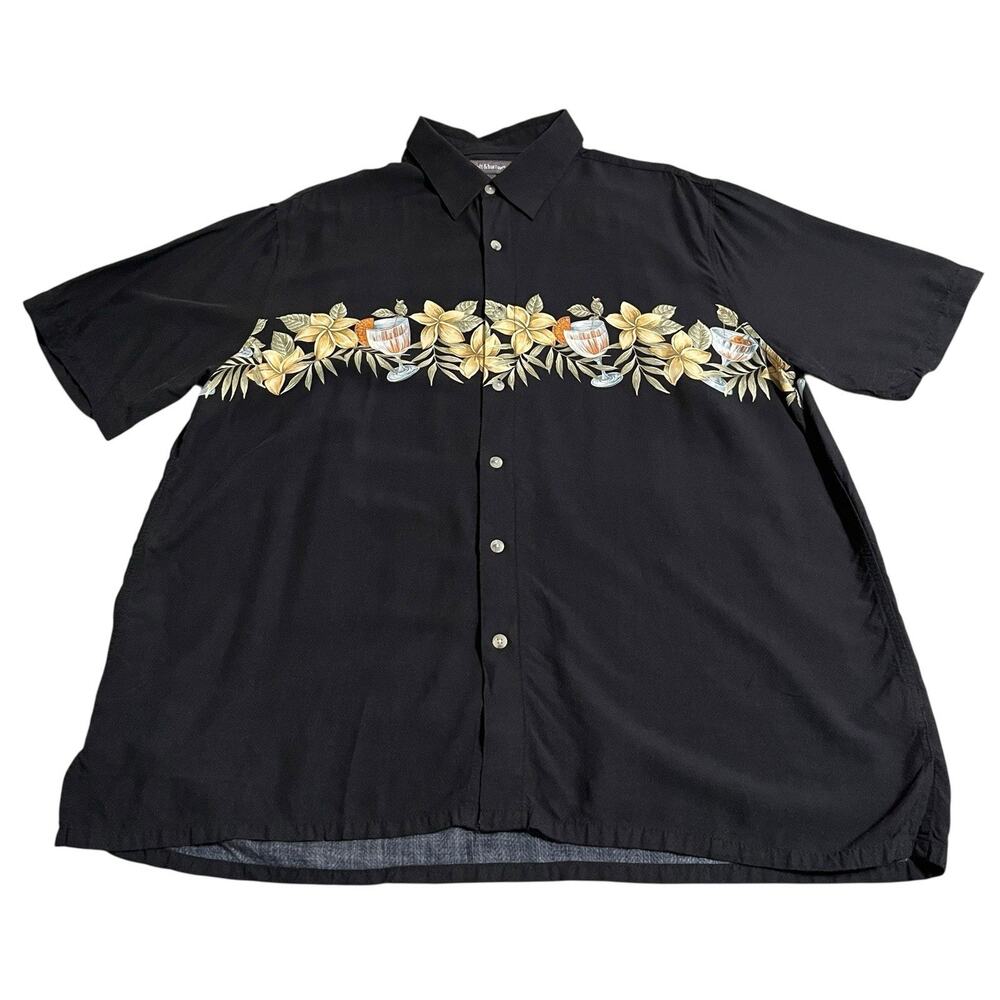 Croft & Barrow Hawaiian Shirt Large VTG Button Up Short Sleeve Tropical Palmtree